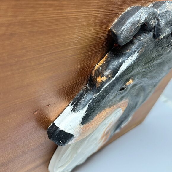 Vintage 1991 Pamela Gravitt Rough Collie Dog Wall Clock Wood Art Signed - Picture 10 of 12